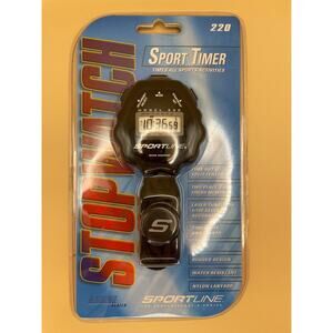 NEW - SPORTLINE STOPWATCH 220 SPORT TIMER WITH NECK STRAP, RARE